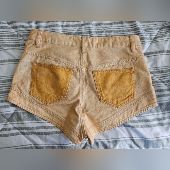 NWT $590 Isabel Marant Neida Patchwork Embroidered Denim Mini Shorts Yellow 40 8 - Picture 4 of 5